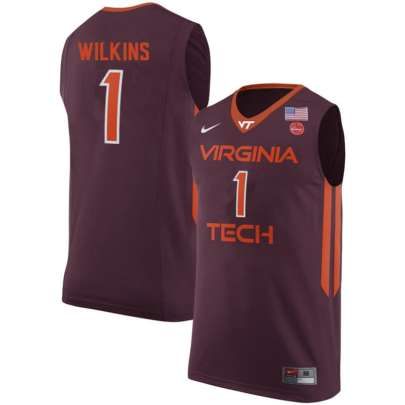 Men #1 Isaiah Wilkins Virginia Tech Hokies College Basketball Jerseys Sale-Maroon